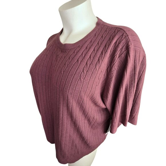 Sag Harbor Woman 3X Acrylic Cable Knit Sweater In Jarwine Color NWT JJ4034 - Picture 2 of 7